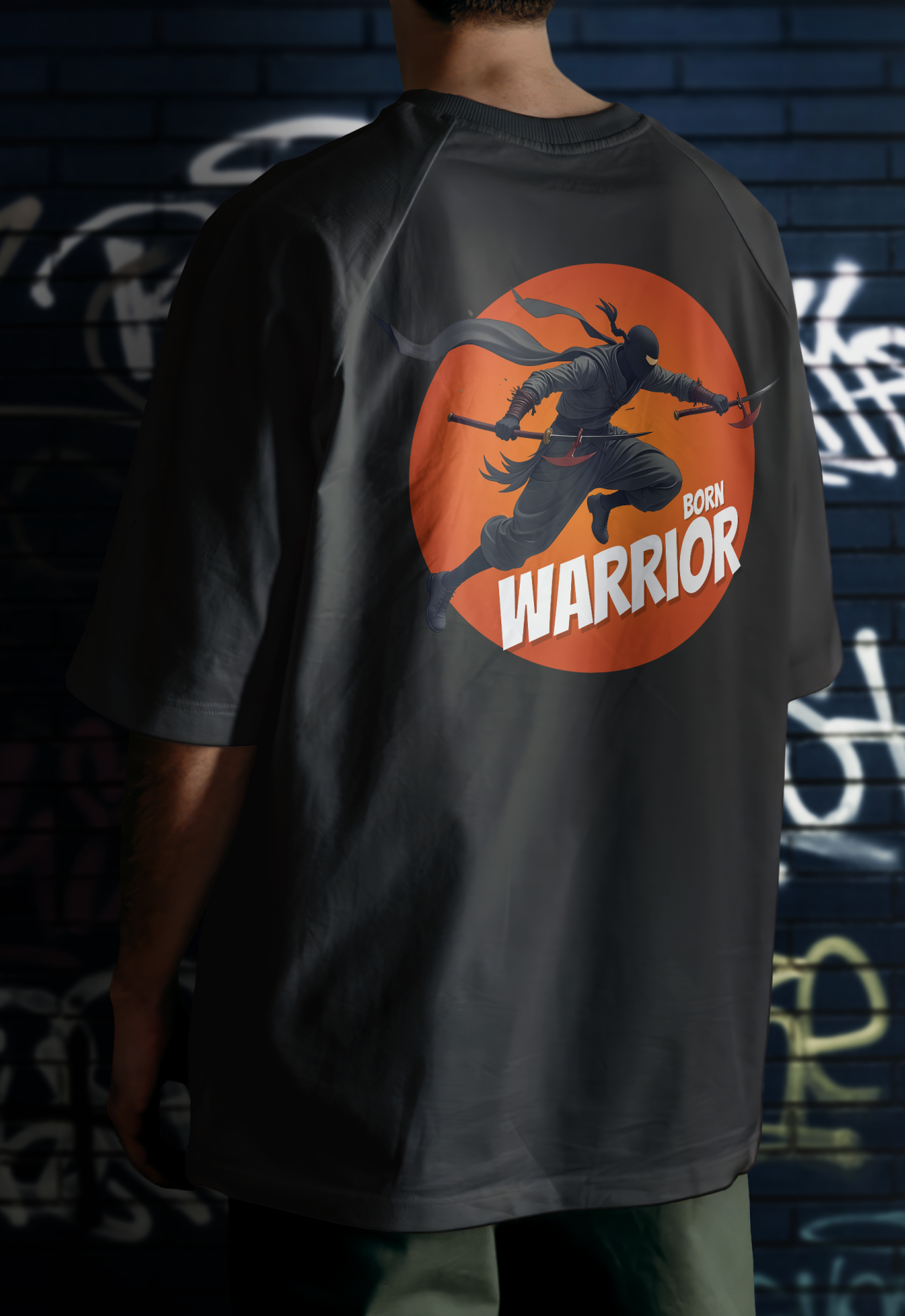 Born Worrier Oversized Black T-Shirts - A FoldLined Original