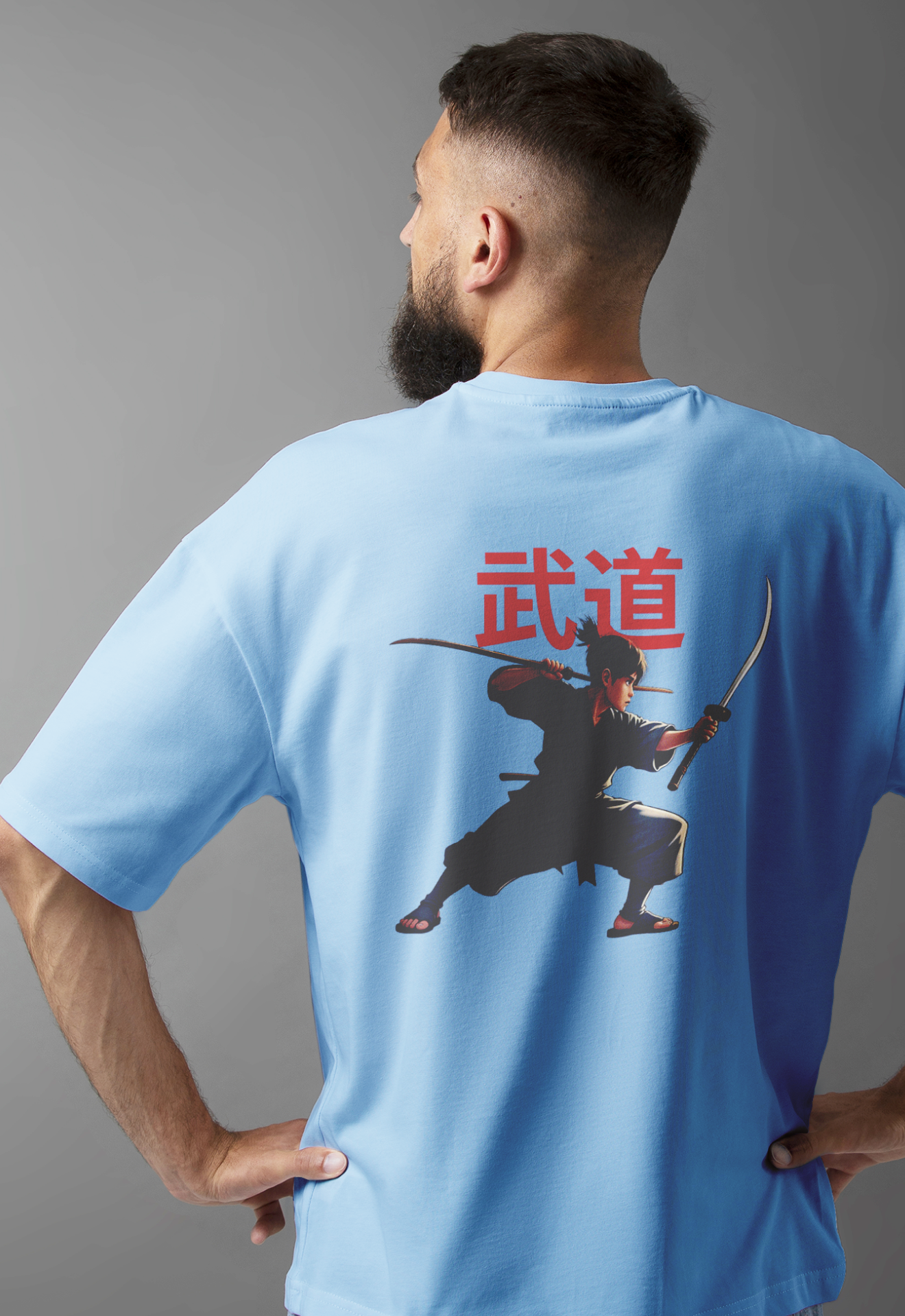 Martial Arts Oversized Baby Blue T-Shirts - A FoldLined Original