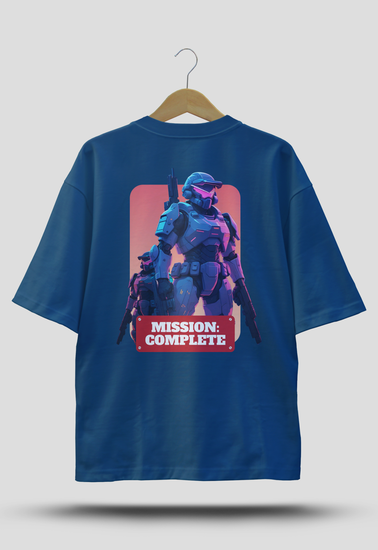 Mission Complete Oversized Navy Blue T-Shirts - A FoldLined Original